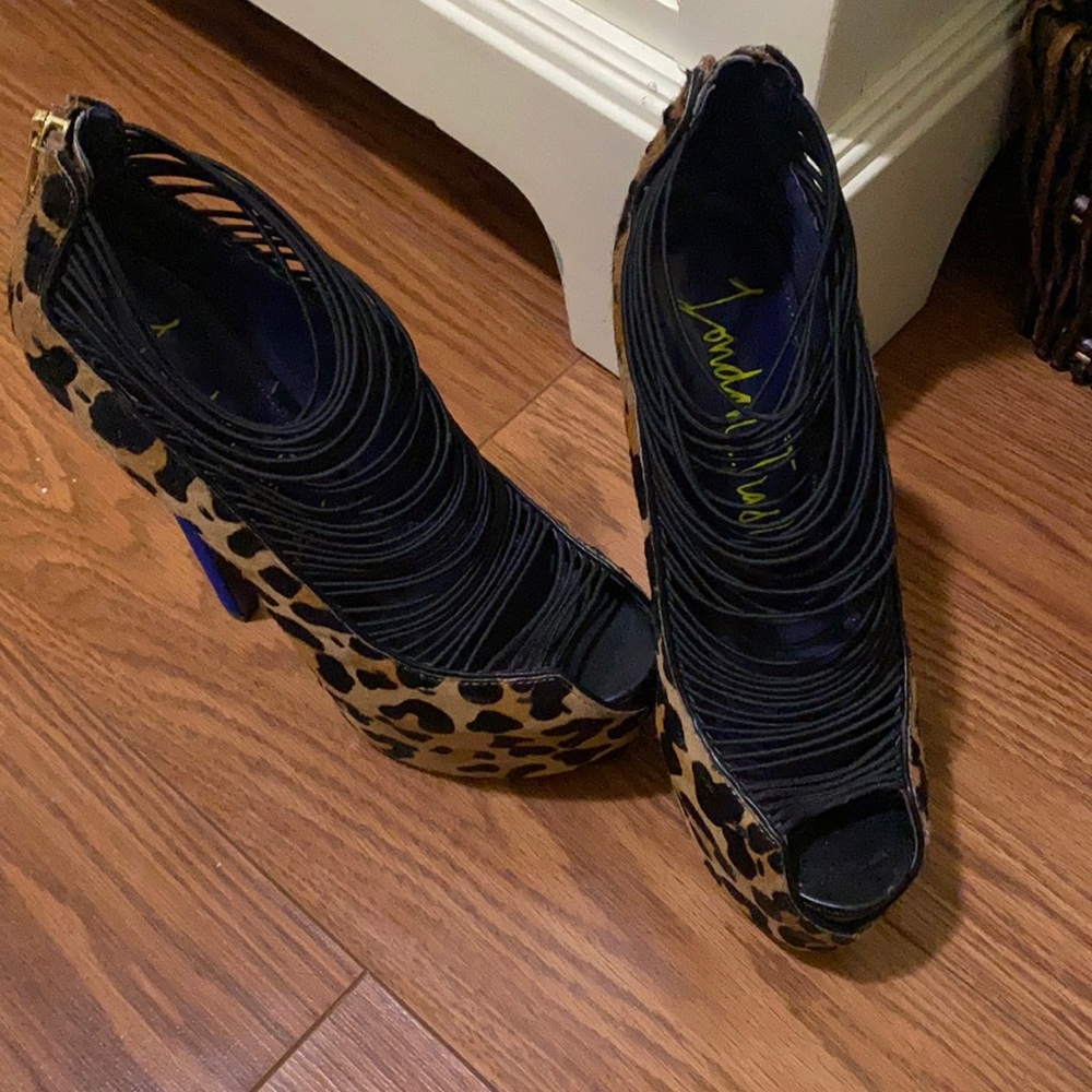 Leopard and electric blue London trash heels